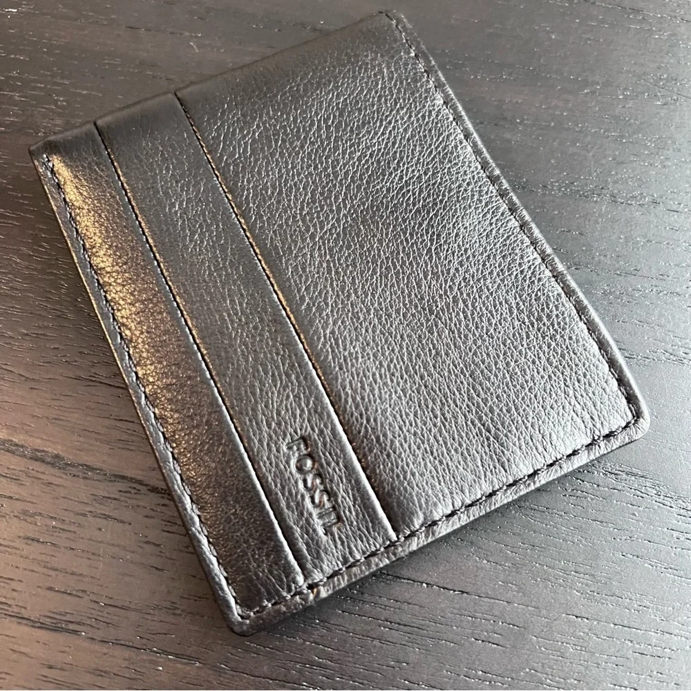 Fossil LUFKIN Black Leather Bifold Wallet